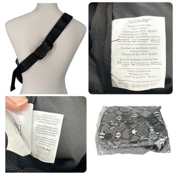 Tushbaby 'The Pack' Diaper Bag Python Snake Print Crossbody Waist Belt Fanny NWT - Picture 9 of 11